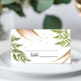 エレガントモダン緑と金ゴールド結婚の プレイスカード