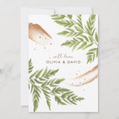 エレガントモダン緑と金ゴールド結婚 招待状 (裏面)