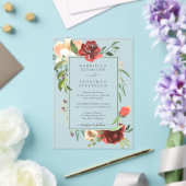 エレガントモダン縁ど水の色フローラ結婚の アクリル招待状 (インサイチュ (ウェディング))