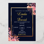 エレガントモダン縁ど結婚フローラズ 箔招待状 (正面)