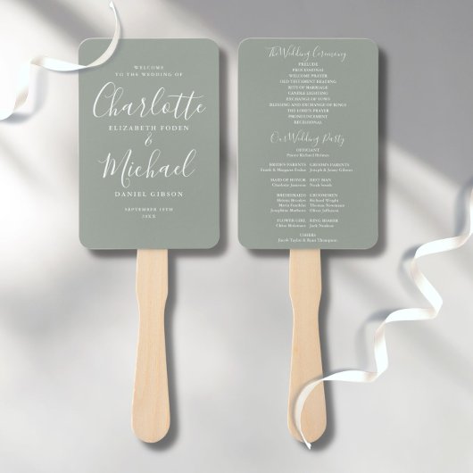 エレガントモダン署名スクリプト結婚式 プログラム ハンドファン