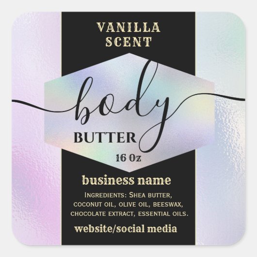 エレガントモダン自筆素字体バター標識 スクエアシール (正面)