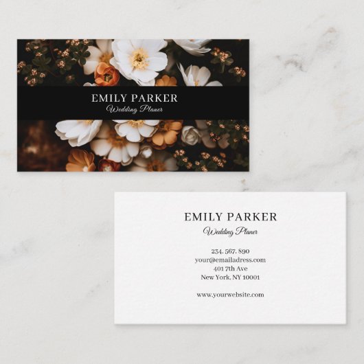 エレガントモダン花 名刺 (正面/裏面)