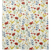 エレガントモダン花（白） シャワーカーテン (正面)