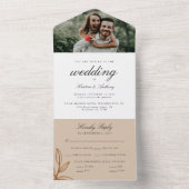 エレガントモダン葉テラ結婚ロッタ オールインワン招待状 (内側)