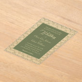 エレガントモダン葉フローラ結婚 アクリル招待状 (レイダウン)