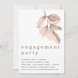 エレガントモダン葉婚約パーティ 招待状