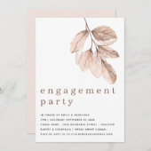 エレガントモダン葉婚約パーティ 招待状 (正面/裏面)