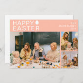 エレガントモダン賛美のイースター家族の3枚の写真 シーズンカード (正面/裏面)