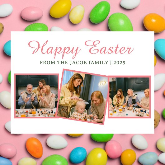 エレガントモダン賛美のイースター家族3枚の写真 シーズンカード