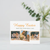 エレガントモダン賛美のイースター家族3枚の写真 シーズンポストカード (スタンド正面)