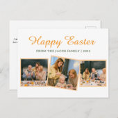 エレガントモダン賛美のイースター家族3枚の写真 シーズンポストカード (正面/裏面)