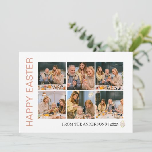 エレガントモダン賛美イースターの家族6枚の写真 シーズンカード (スタンド正面)
