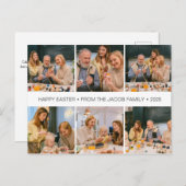エレガントモダン賛美イースターの家族6枚の写真 シーズンポストカード (正面/裏面)