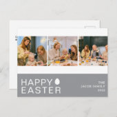エレガントモダン賛美イースター家族3枚の写真 シーズンポストカード (正面/裏面)