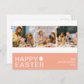 エレガントモダン賛美イースター家族3枚の写真 シーズンポストカード (正面/裏面)