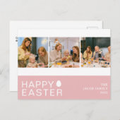 エレガントモダン賛美イースター家族3枚の写真 シーズンポストカード (正面/裏面)