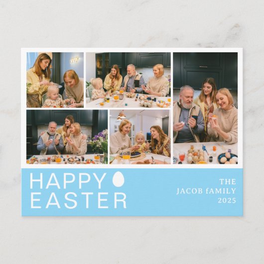 エレガントモダン賛美イースター家族5枚の写真 シーズンポストカード (正面)