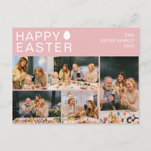 エレガントモダン賛美イースター家族5枚の写真 シーズンポストカード (正面)