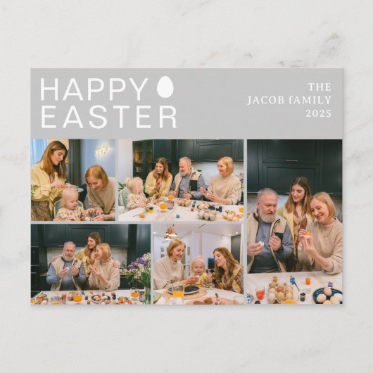 エレガントモダン賛美イースター家族5枚の写真 シーズンポストカード (正面)