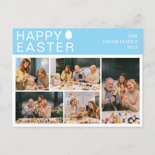エレガントモダン賛美イースター家族5枚の写真 シーズンポストカード (正面)