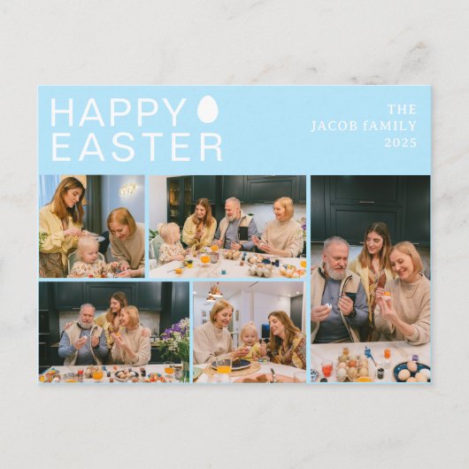 エレガントモダン賛美イースター家族5枚の写真 シーズンポストカード (正面)