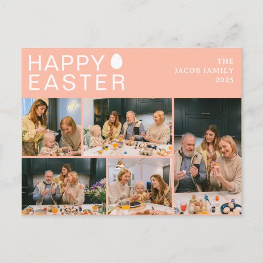 エレガントモダン賛美イースター家族5枚の写真 シーズンポストカード (正面)
