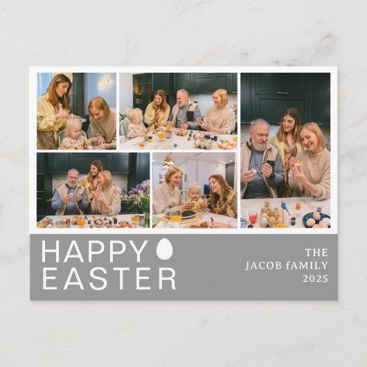 エレガントモダン賛美イースター家族5枚の写真 シーズンポストカード (正面)