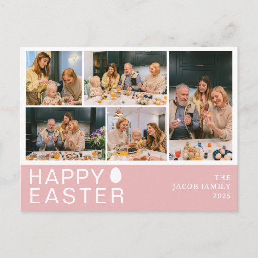 エレガントモダン賛美イースター家族5枚の写真 シーズンポストカード (正面)