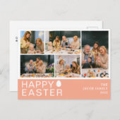 エレガントモダン賛美イースター家族5枚の写真 シーズンポストカード (正面/裏面)