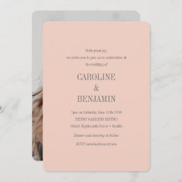 エレガントモダン赤面グレー結婚写真 招待状