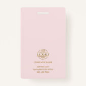 エレガントモダン赤面ピシンプルンク従業員フォトID バッジ (裏面)