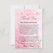 エレガントモダン赤面ピンクが可愛い至福に咲く サンキューカード (正面)