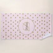 エレガントモダン赤面ピンクイニシャルモノグラム ビーチタオル (正面)