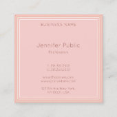 エレガントモダン赤面ピンクテンプレートスクリプトトレンディー スクエア名刺 (裏面)