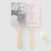 エレガントモダン赤面ピンクフォト結婚式 プログラム ハンドファン (正面&裏面)