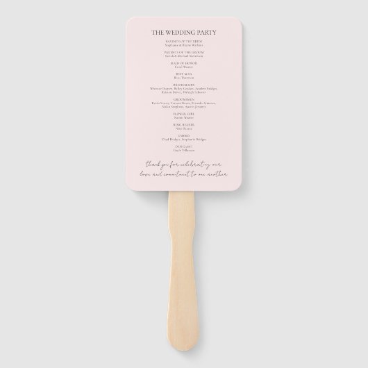 エレガントモダン赤面ピンクフォト結婚式 プログラム ハンドファン (裏面)