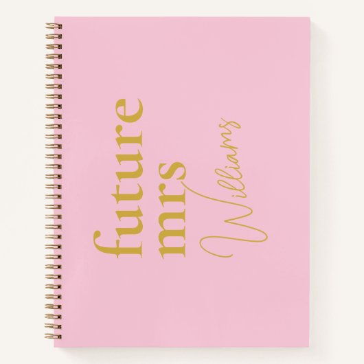 エレガントモダン赤面ピンク金ゴールドブライダルシャワーギフト ノートブック (正面)