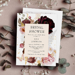 エレガントモダン赤面ピンク金ゴールドブライダルシャワー インビテーションポストカード