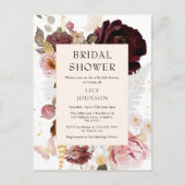 エレガントモダン赤面ピンク金ゴールドブライダルシャワー インビテーションポストカード (正面)