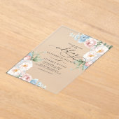 エレガントモダン赤面フローラ結婚ズ アクリル招待状 (レイダウン)