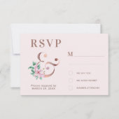 エレガントモダン赤面フローラ結婚ズ 出欠カード (正面)