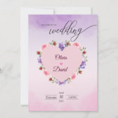 エレガントモダン赤面フローラ結婚式招待状 招待状 (正面)