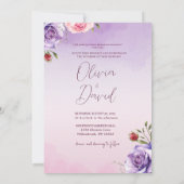 エレガントモダン赤面フローラ結婚式招待状 招待状 (裏面)