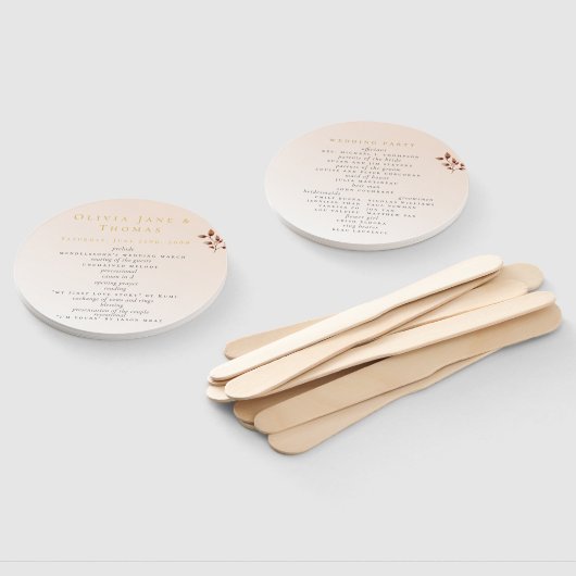 エレガントモダン赤面ベージュオレンジフローラ結婚ズ ハンドファン (組立なし)