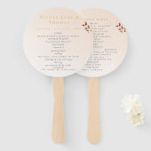 エレガントモダン赤面ベージュオレンジフローラ結婚ズ ハンドファン (正面&裏面)