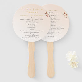 エレガントモダン赤面ベージュオレンジフローラ結婚ズ ハンドファン