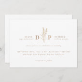 エレガントモダン野花イニシャル結婚ズ 招待状 (正面/裏面)