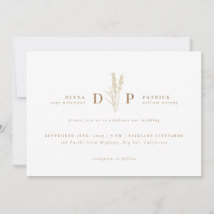 エレガントモダン野花イニシャル結婚ズ 招待状