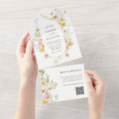 エレガントモダン野花春サマー結婚ズ オールインワン招待状 (貼ってはがせる)